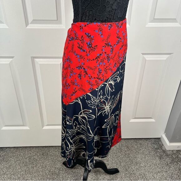 Sz 14 Eloquii Red & Blue Floral Color-Block MIDI Skirt NWOT $104 MSRP - Picture 6 of 10